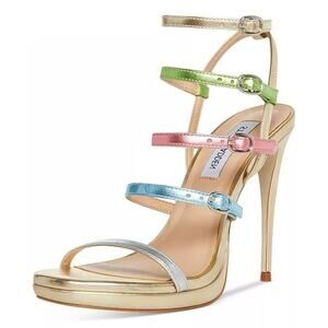 Steve Madden Jubilant Sandal Gold Metallic Multi Strap New Size 6.5 Y2K Open Toe